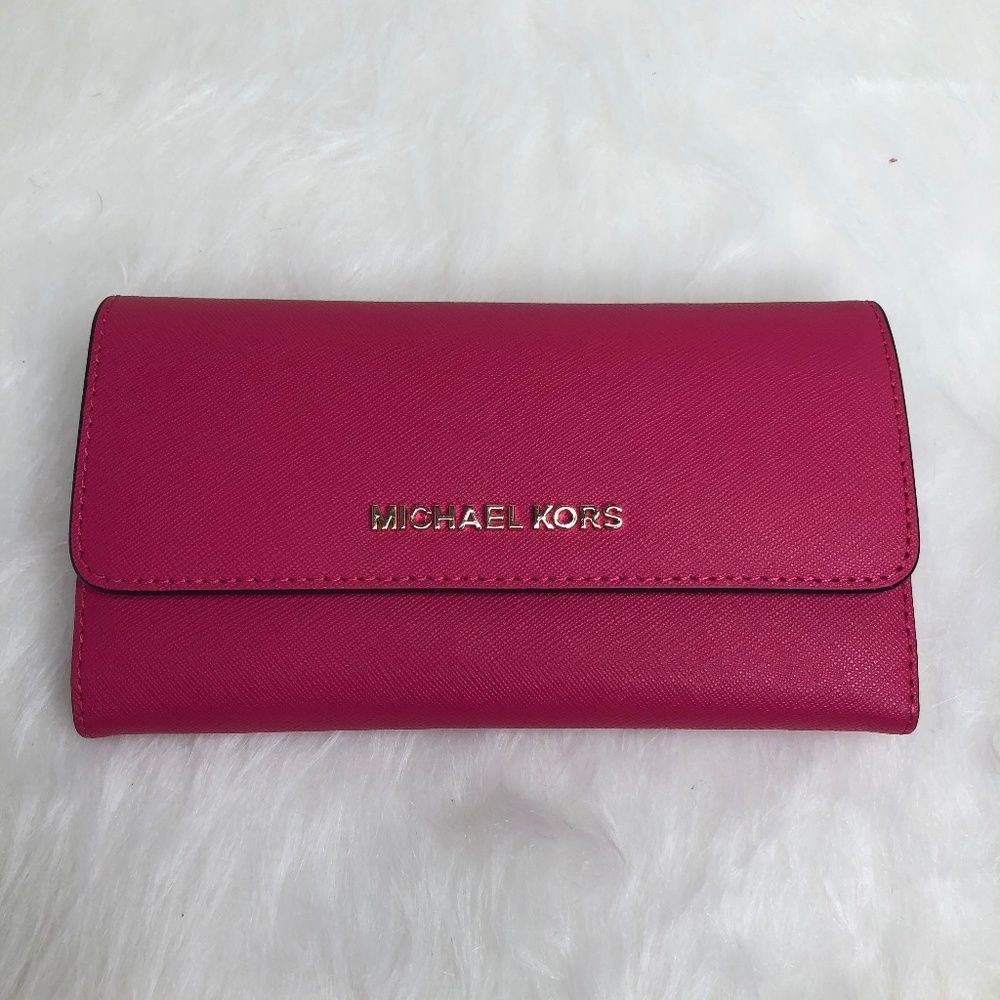 Michael Kors Large Trifold Wallet electric pink
